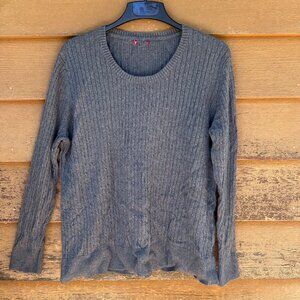 Merona Womens Ribbed Knit Gray Sweater XL Cotton Blend With Rabbit Hair Long Sle